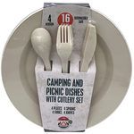 16 Piece Camping and Picnic Dishes with Cutlery Set