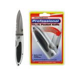 6 inch black pocket knife (2.5 in. mixed serrated blade)