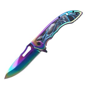 Rainbow Iridescent Utility Knife, 9cm Dual-Edge Blade, 3D Dragon Handle, EDC Pocket Clip