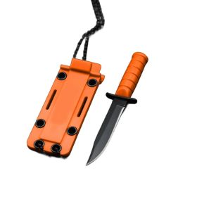 Mini Fixed Blade Knife, Military-Inspired EDC Tool with Non-Slip Handle, Portable Pendant Design (Color: Orange)